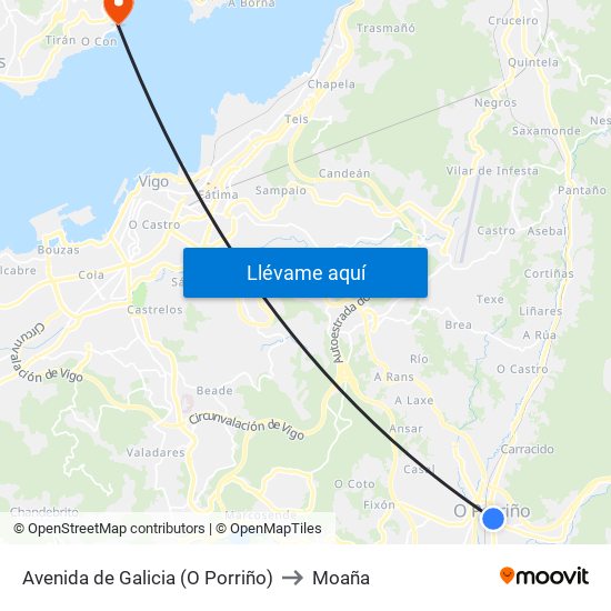 Avenida de Galicia (O Porriño) to Moaña map