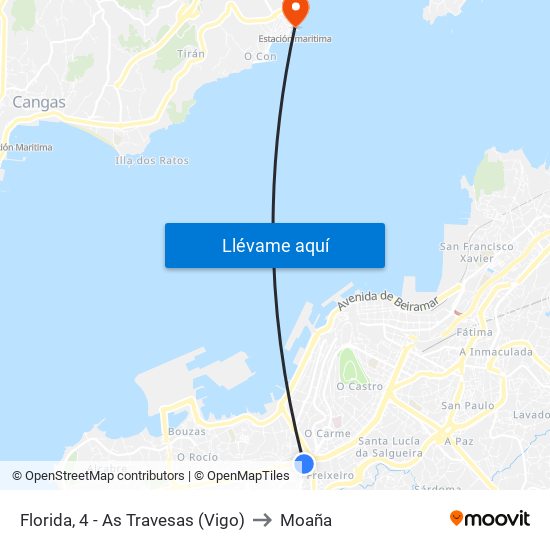 Florida, 4 - As Travesas (Vigo) to Moaña map