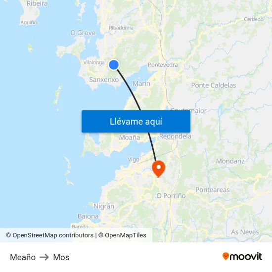 Meaño to Mos map