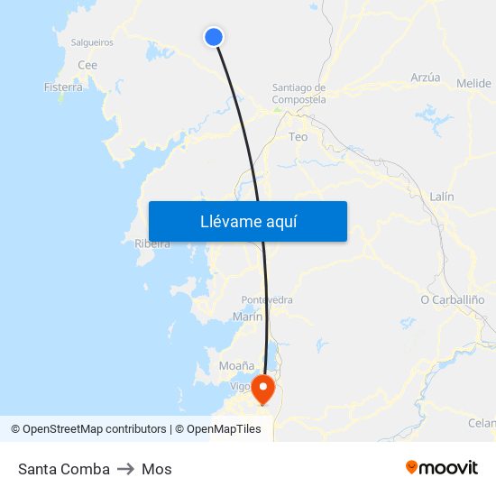 Santa Comba to Mos map