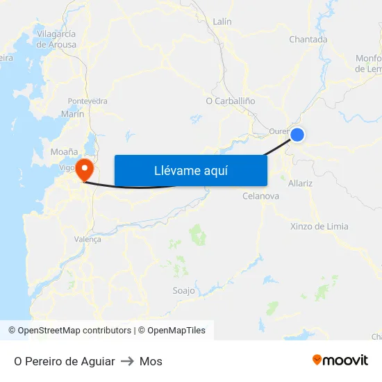 O Pereiro de Aguiar to Mos map