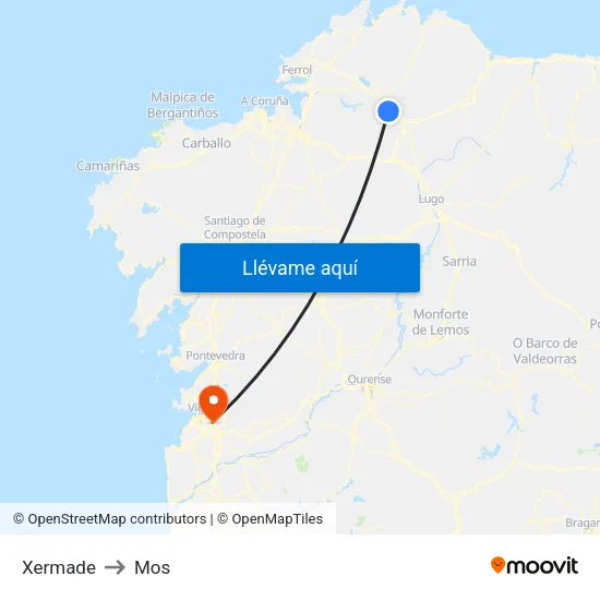 Xermade to Mos map