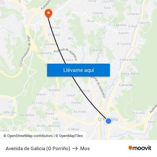 Avenida de Galicia (O Porriño) to Mos map
