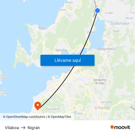 Vilaboa to Nigrán map