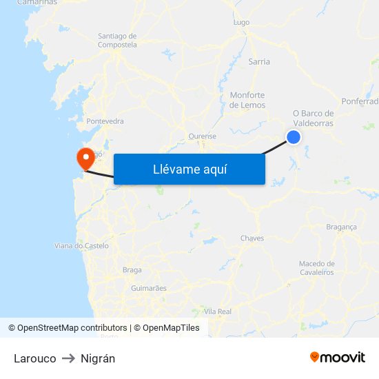 Larouco to Nigrán map