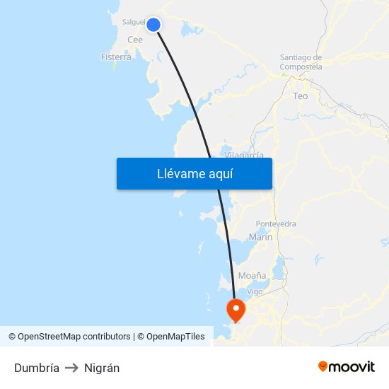 Dumbría to Nigrán map