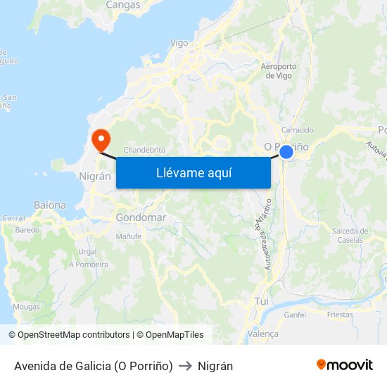 Avenida de Galicia (O Porriño) to Nigrán map