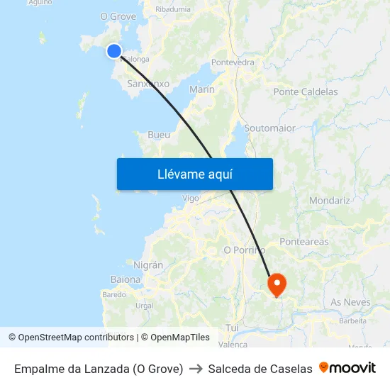 Empalme da Lanzada (O Grove) to Salceda de Caselas map