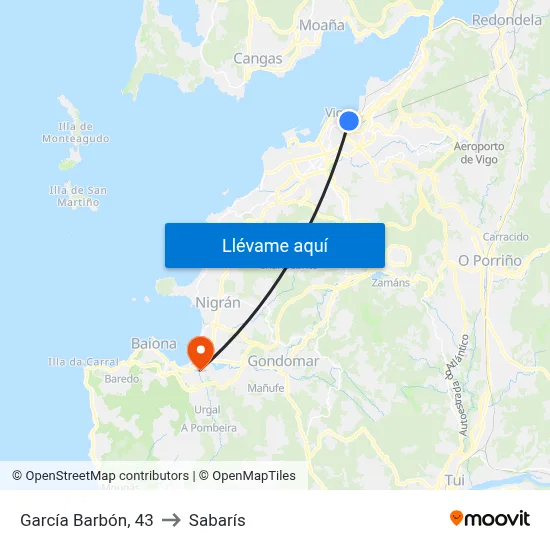 García Barbón, 43 to Sabarís map