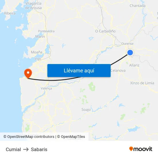 Cumial to Sabarís map