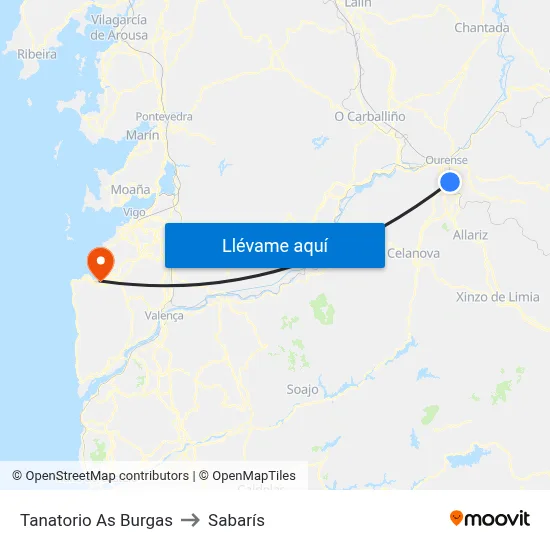 Tanatorio As Burgas to Sabarís map