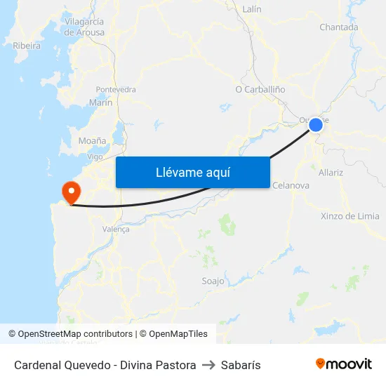 Cardenal Quevedo - Divina Pastora to Sabarís map