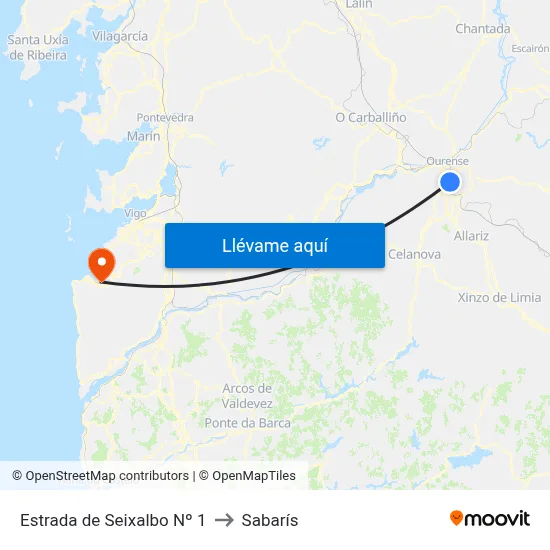Estrada de Seixalbo Nº 1 to Sabarís map