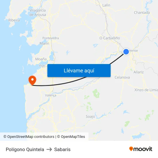 Polígono Quintela to Sabarís map