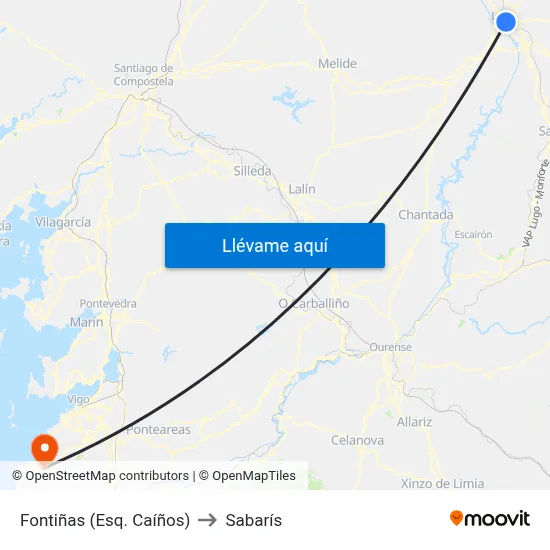 Fontiñas (Esq. Caíños) to Sabarís map