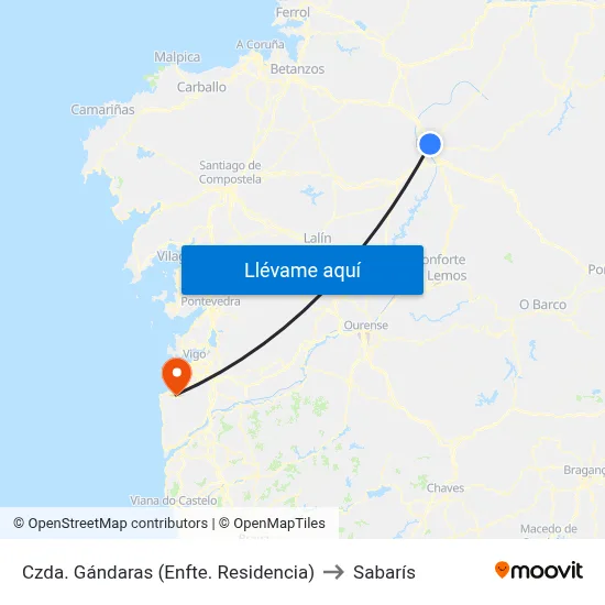 Czda. Gándaras (Enfte. Residencia) to Sabarís map