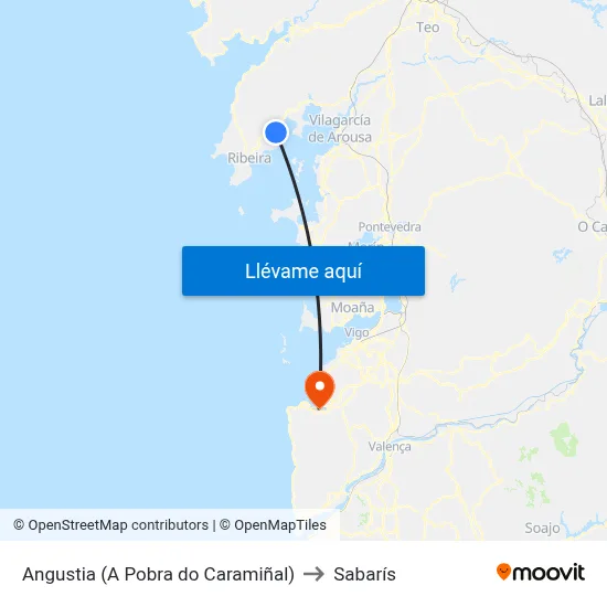 Angustia (A Pobra do Caramiñal) to Sabarís map