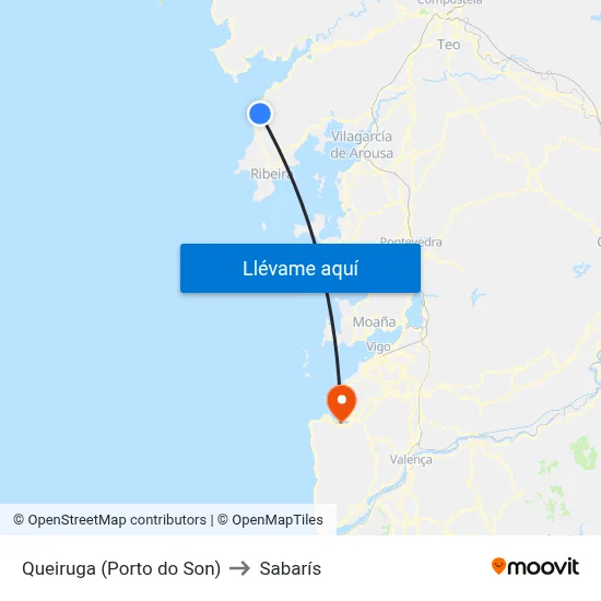 Queiruga (Porto do Son) to Sabarís map