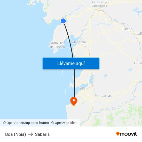 Boa (Noia) to Sabarís map