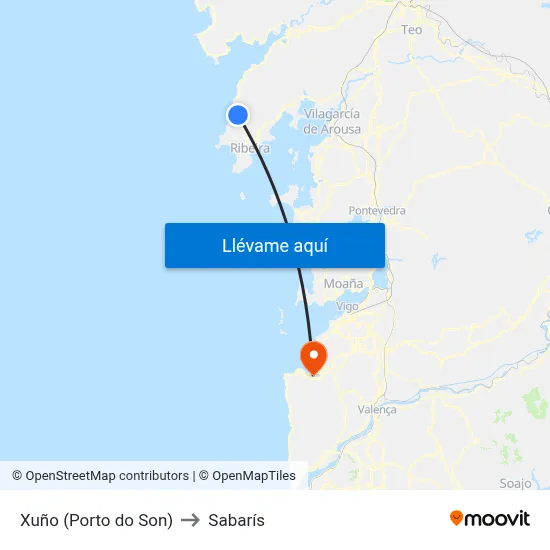 Xuño (Porto do Son) to Sabarís map