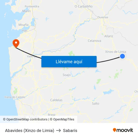 Abavides (Xinzo de Limia) to Sabarís map