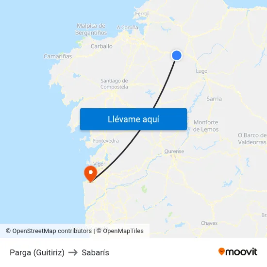 Parga (Guitiriz) to Sabarís map