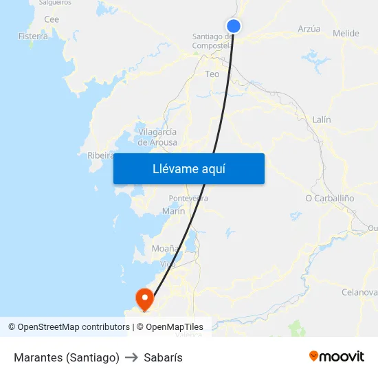 Marantes (Santiago) to Sabarís map