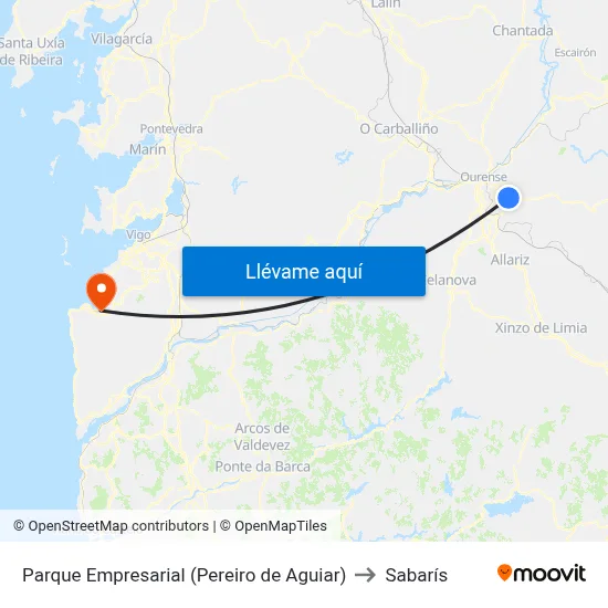 Parque Empresarial (Pereiro de Aguiar) to Sabarís map