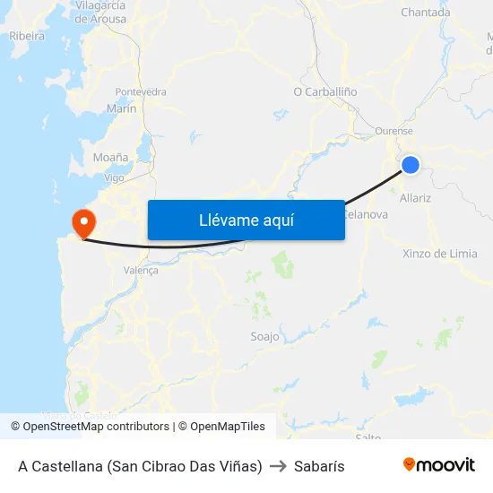 A Castellana (San Cibrao Das Viñas) to Sabarís map