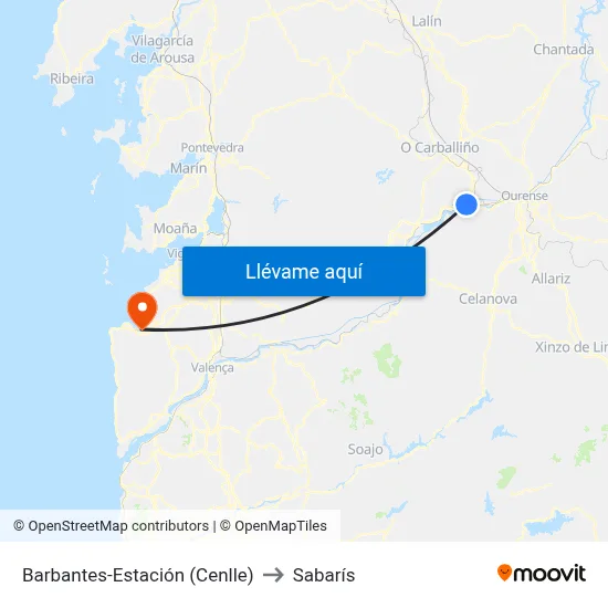 Barbantes-Estación (Cenlle) to Sabarís map