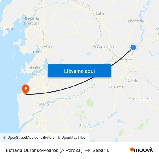 Estrada Ourense-Peares (A Peroxa) to Sabarís map