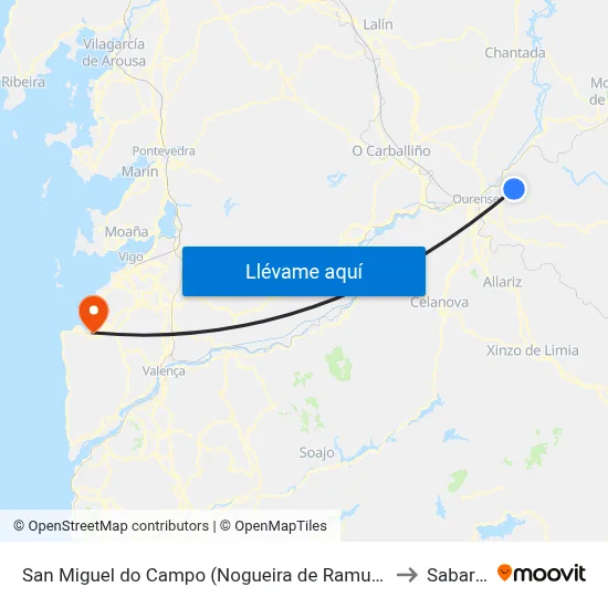 San Miguel do Campo (Nogueira de Ramuín) to Sabarís map