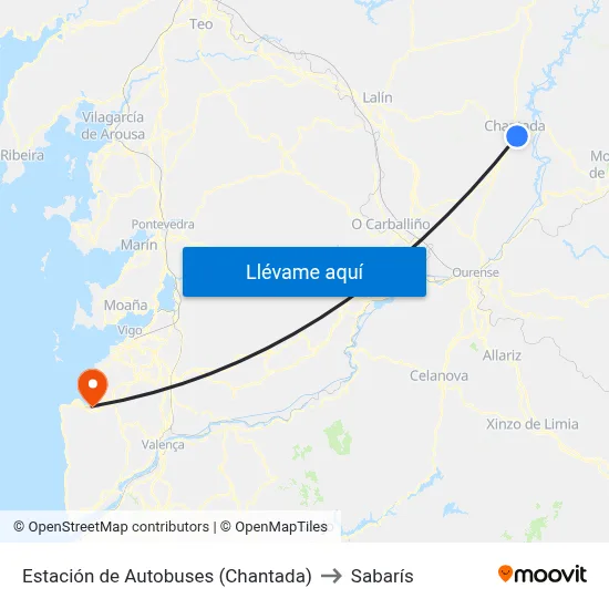 Estación de Autobuses (Chantada) to Sabarís map