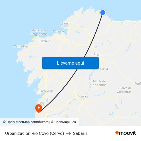 Urbanización Río Covo (Cervo) to Sabarís map