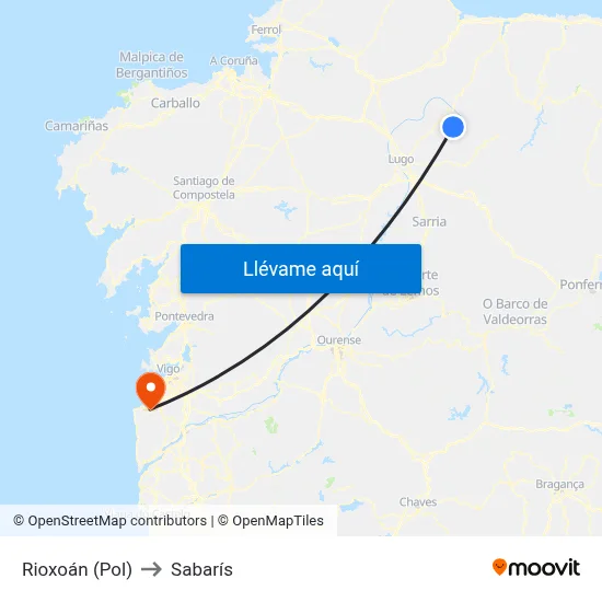 Rioxoán (Pol) to Sabarís map