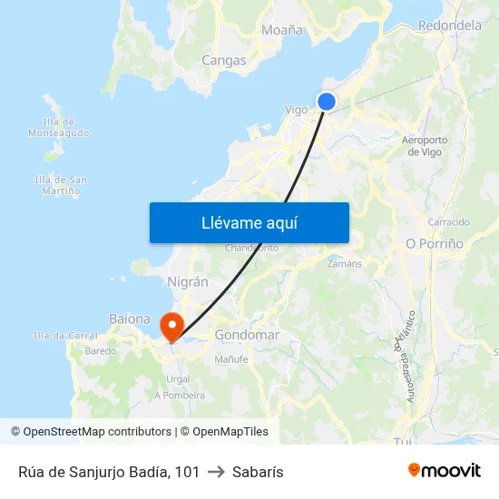 Rúa de Sanjurjo Badía, 101 to Sabarís map