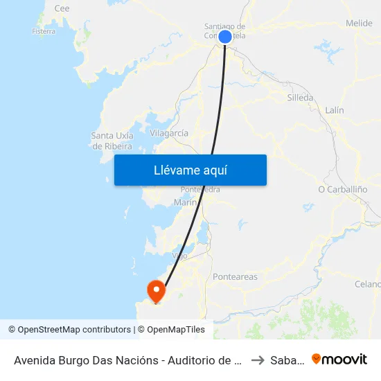 Avenida Burgo Das Nacións - Auditorio de Galicia to Sabarís map