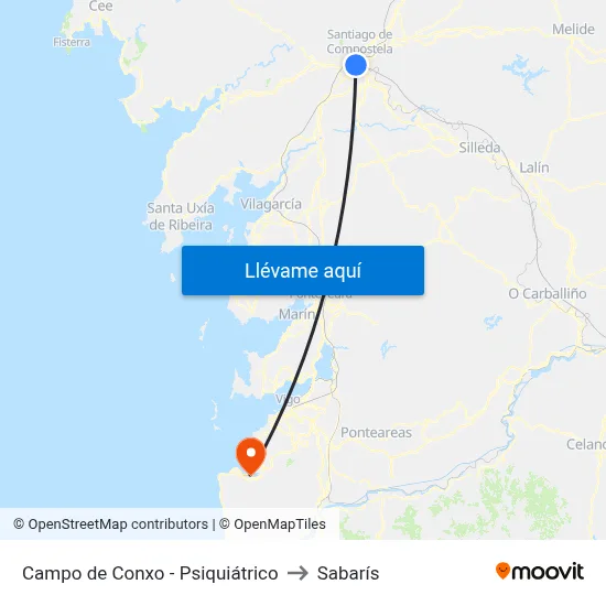 Campo de Conxo - Psiquiátrico to Sabarís map