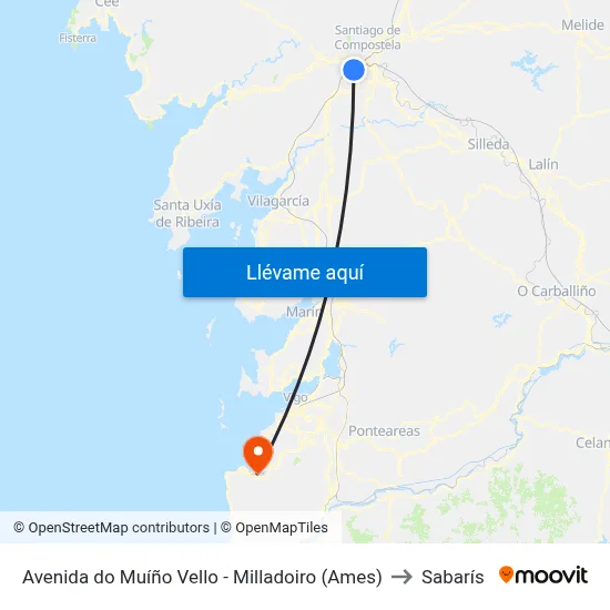 Avenida do Muíño Vello - Milladoiro (Ames) to Sabarís map