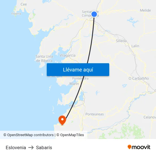 Eslovenia to Sabarís map