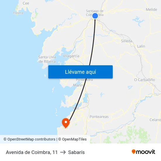 Avenida de Coimbra, 11 to Sabarís map