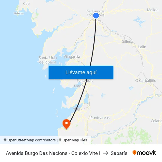 Avenida Burgo Das Nacións - Colexio Vite I to Sabarís map