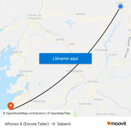Alfonso X (Escola Taller) to Sabarís map