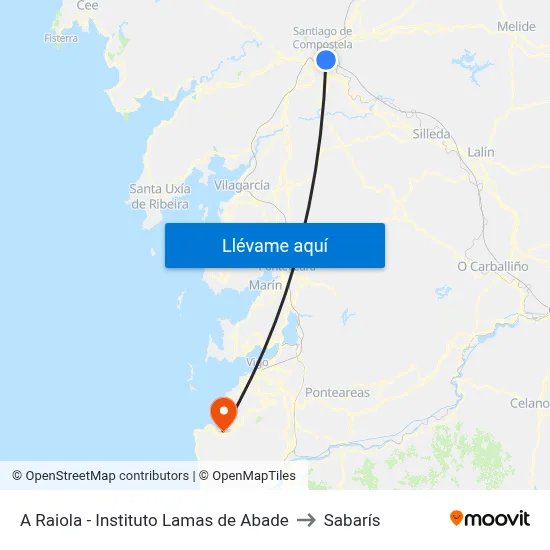 A Raiola - Instituto Lamas de Abade to Sabarís map