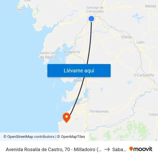 Avenida Rosalía de Castro, 70 - Milladoiro (Ames) to Sabarís map