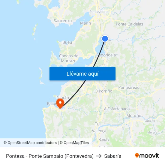 Pontesa - Ponte Sampaio (Pontevedra) to Sabarís map