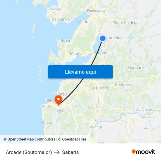 Arcade (Soutomaior) to Sabarís map