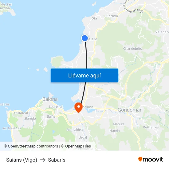 Saiáns (Vigo) to Sabarís map