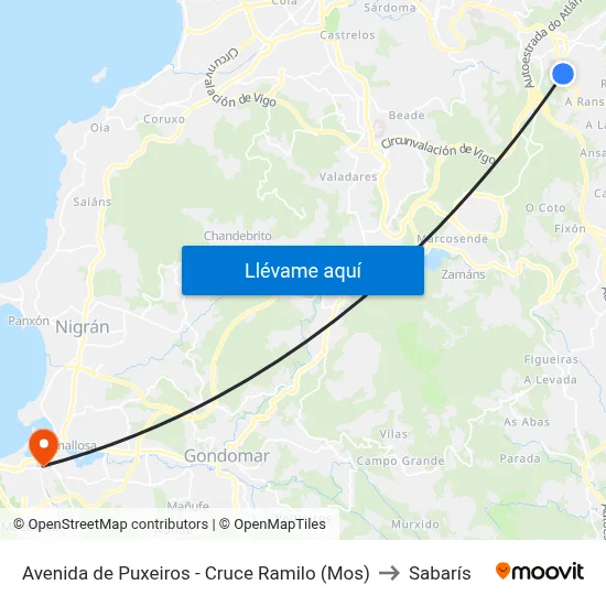 Avenida de Puxeiros - Cruce Ramilo (Mos) to Sabarís map