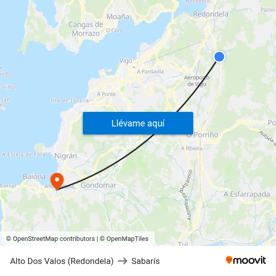 Alto Dos Valos (Redondela) to Sabarís map